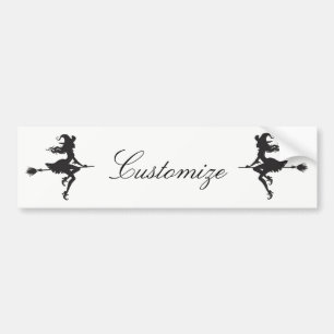 Witch Riding Broom Halloween Thunder_Cove Bumpersticker
