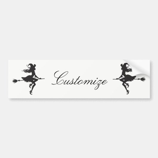 Witch Riding Broom Halloween Thunder_Cove Bumpersticker (Voorkant)