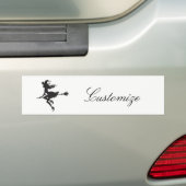 Witch Riding Broom Halloween Thunder_Cove Bumpersticker (Op auto)