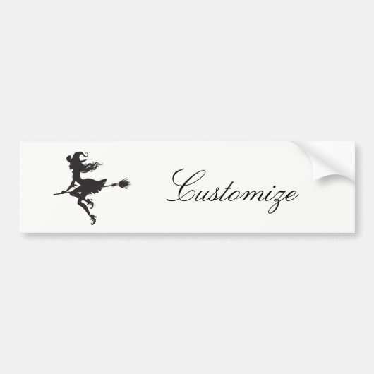 Witch Riding Broom Halloween Thunder_Cove Bumpersticker (Voorkant)