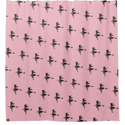 Witch Riding Broom Halloween Thunder_Cove Douchegordijn (Voorkant)