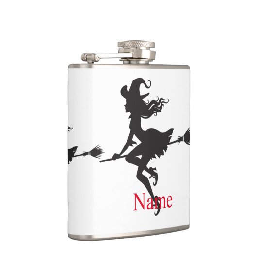 Witch Riding Broom Halloween Thunder_Cove Heupfles (Rechts)