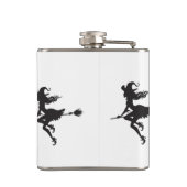 Witch Riding Broom Halloween Thunder_Cove Heupfles (Achterkant)