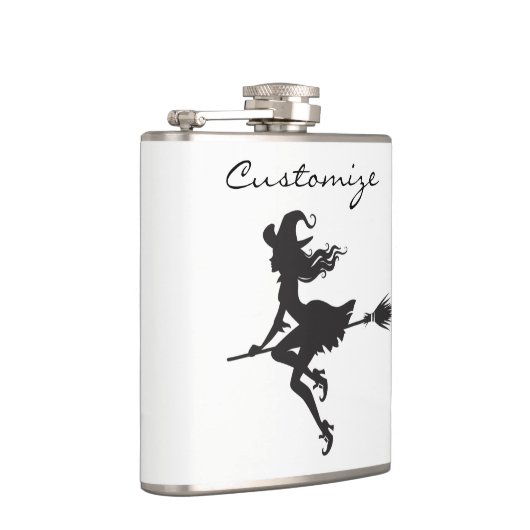 Witch Riding Broom Halloween Thunder_Cove Heupfles (Rechts)