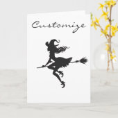 Witch Riding Broom Halloween Thunder_Cove Kaart (Gele Bloem)