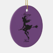 Witch Riding Broom Halloween Thunder_Cove Keramisch Ornament (Rechts)