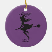 Witch Riding Broom Halloween Thunder_Cove Keramisch Ornament (Voorkant)