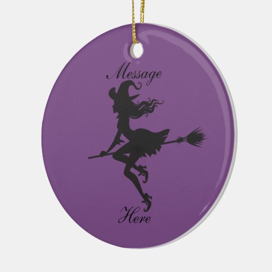 Witch Riding Broom Halloween Thunder_Cove Keramisch Ornament (Links)