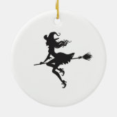 Witch Riding Broom Halloween Thunder_Cove Keramisch Ornament (Achterkant)