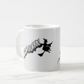 Witch Riding Broom Halloween Thunder_Cove Koffiemok (Voorkant links)