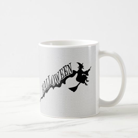 Witch Riding Broom Halloween Thunder_Cove Koffiemok (Rechts)