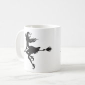 Witch Riding Broom Halloween Thunder_Cove Koffiemok (Voorkant links)