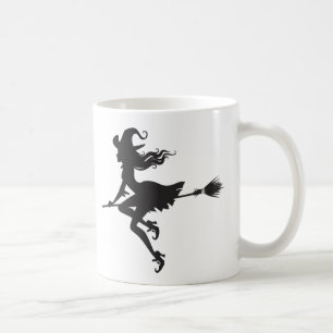 Witch Riding Broom Halloween Thunder_Cove Koffiemok