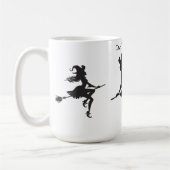 Witch Riding Broom Halloween Thunder_Cove Koffiemok (Links)