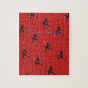 Witch Riding Broom Halloween Thunder_Cove Legpuzzel