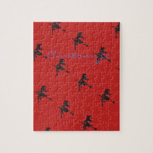 Witch Riding Broom Halloween Thunder_Cove Legpuzzel (Verticaal)