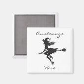 Witch Riding Broom Halloween Thunder_Cove Magneet (Voorkant / Achterkant)