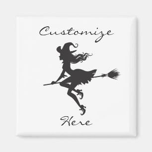 Witch Riding Broom Halloween Thunder_Cove Magneet
