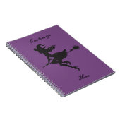 Witch Riding Broom Halloween Thunder_Cove Notitieboek (Rechterzijde)