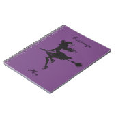 Witch Riding Broom Halloween Thunder_Cove Notitieboek (Linkerzijde)