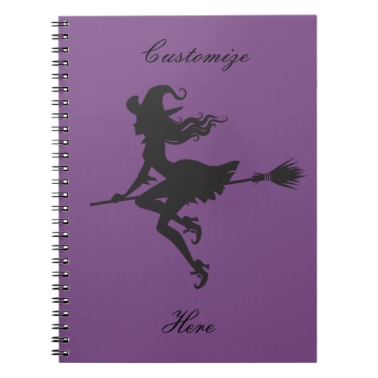 Witch Riding Broom Halloween Thunder_Cove Notitieboek (Voorkant)