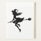 Witch Riding Broom Halloween Thunder_Cove Planner (Achterkant)