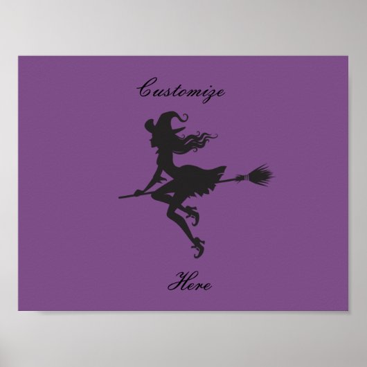 Witch Riding Broom Halloween Thunder_Cove Poster (Voorkant)