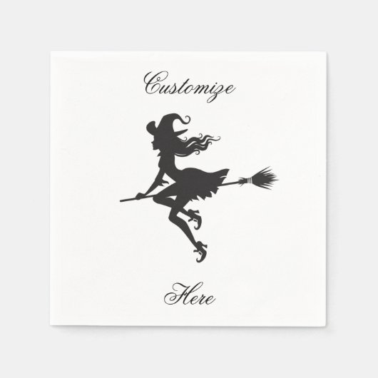Witch Riding Broom Halloween Thunder_Cove Servet (Voorkant)