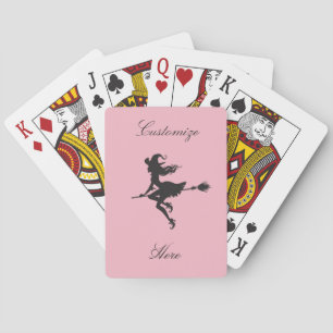Witch Riding Broom Halloween Thunder_Cove Speelkaarten