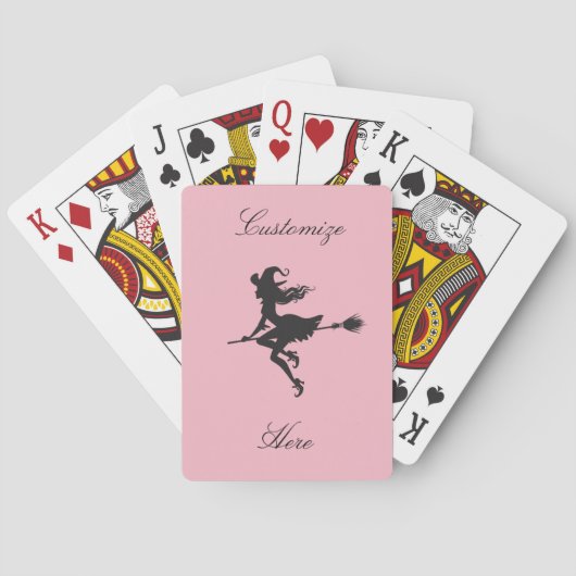 Witch Riding Broom Halloween Thunder_Cove Speelkaarten (Achterkant)