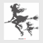 Witch Riding Broom Halloween Thunder_Cove Sticker (Vel)