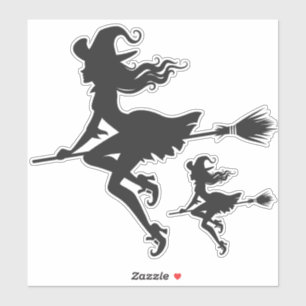 Witch Riding Broom Halloween Thunder_Cove Sticker