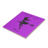 Witch Riding Broom Halloween Thunder_Cove Tegeltje (Zijkant)