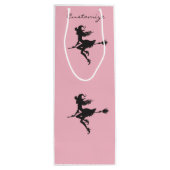Witch Riding Broom Halloween Thunder_Cove Wijn Cadeautas (Achterkant)