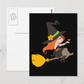 Witch Riding een Broomstick Briefkaart (Voorkant / Achterkant)