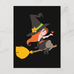 Witch Riding een Broomstick Briefkaart