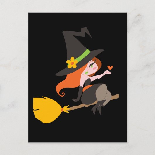 Witch Riding een Broomstick Briefkaart (Voorkant)