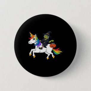 Witch Riding Eenhoorn Fun Halloween Meisjes Kinder Ronde Button 5,7 Cm