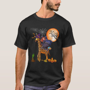 Witch Riding Giraffe Grappig Halloween Horror gesn T-shirt