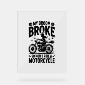 Witch Riding Motorcycle Halloween Acryl Bord (Voorkant)