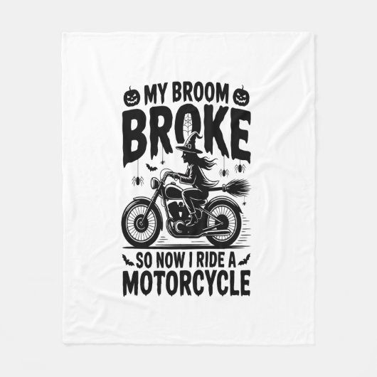 Witch Riding Motorcycle Halloween Fleece Deken (Voorkant)