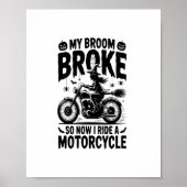 Witch Riding Motorcycle Halloween Poster (Voorkant)
