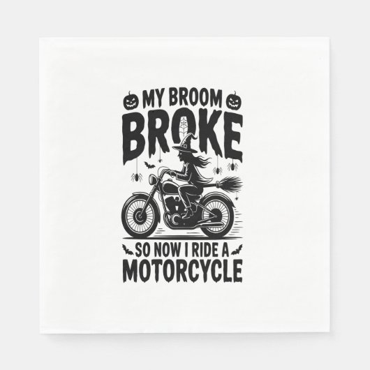 Witch Riding Motorcycle Halloween Servet (Voorkant)