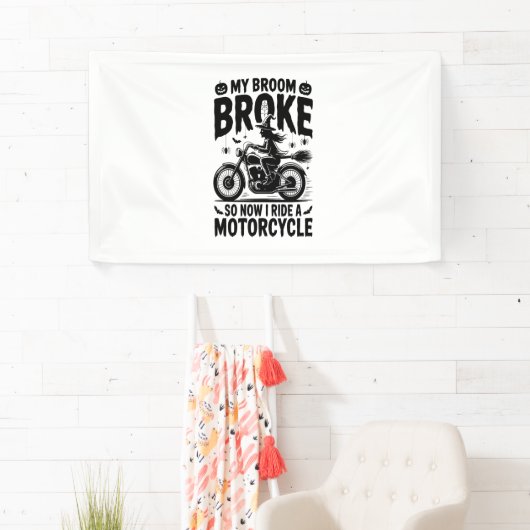 Witch Riding Motorcycle Halloween Spandoek (Insitu)