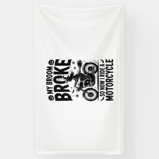 Witch Riding Motorcycle Halloween Spandoek (Verticaal)