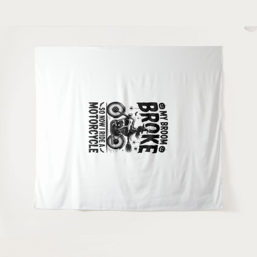 Witch Riding Motorcycle Halloween Wandkleed (Voorkant (horizontaal))