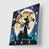 Witch roeren drankjes op Halloween nacht Vierkante Klok (Hoek)