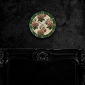 Witch Roos Floral |  crèmeroze en groen Ronde Klok