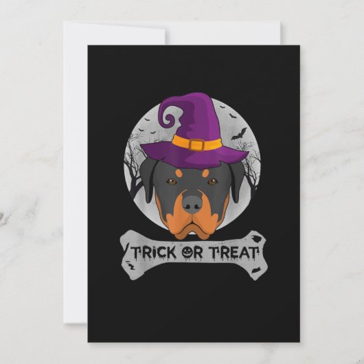 Witch Rottweiler Trick or treat Funny Dog Aankondiging (Voorkant)