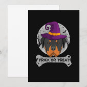 Witch Rottweiler Trick or treat Funny Dog Aankondiging (Voorkant / Achterkant)